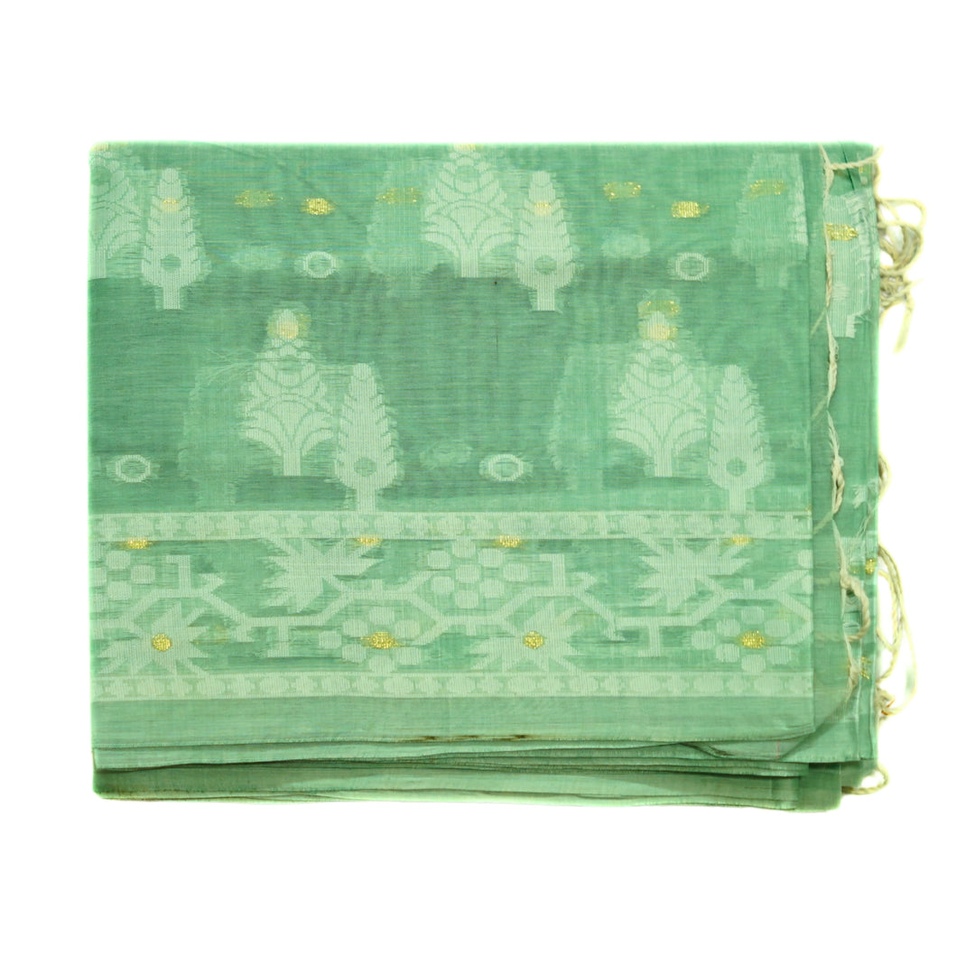 Bengal cotton saree with small zari buttas.