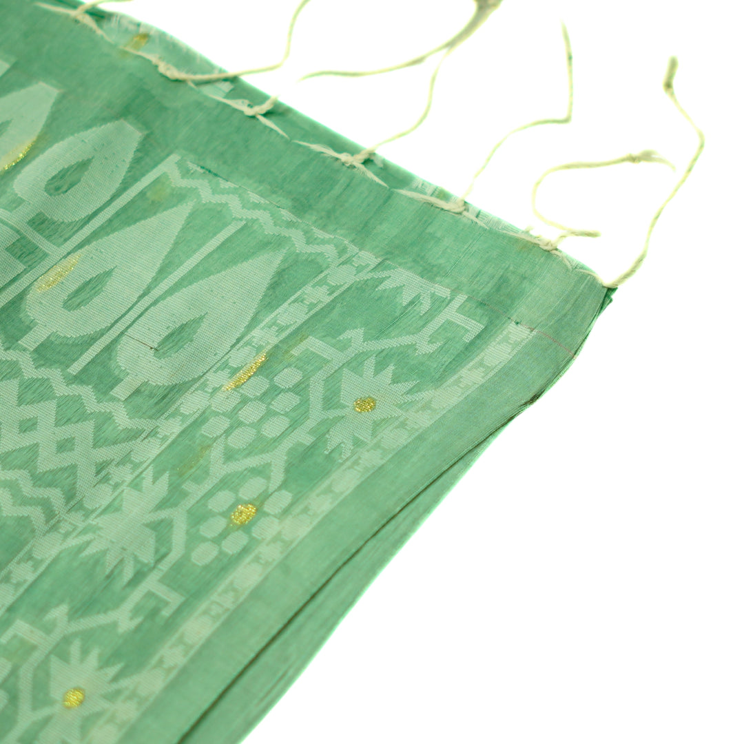 Bengal cotton saree with small zari buttas.