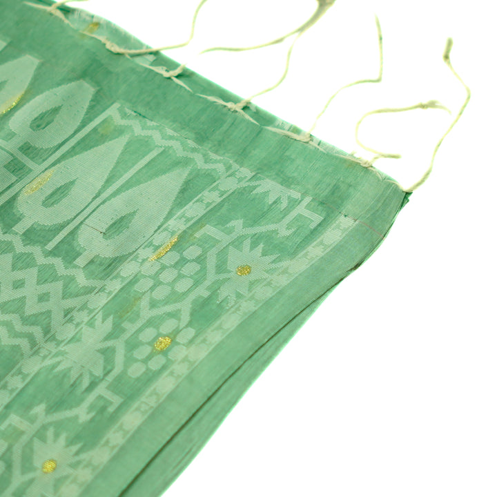 Bengal cotton saree with small zari buttas.