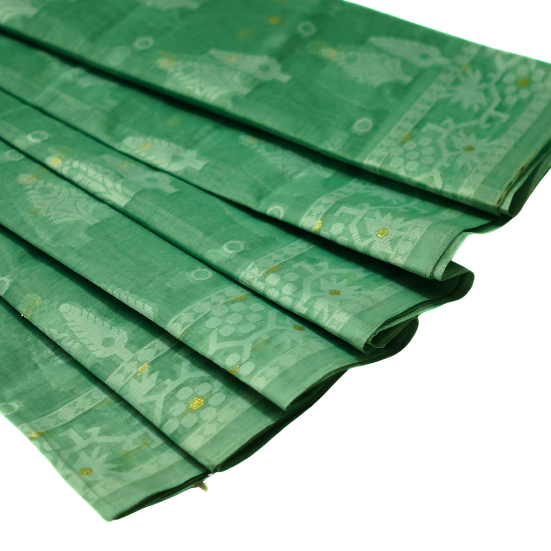 Bengal cotton saree with small zari buttas.