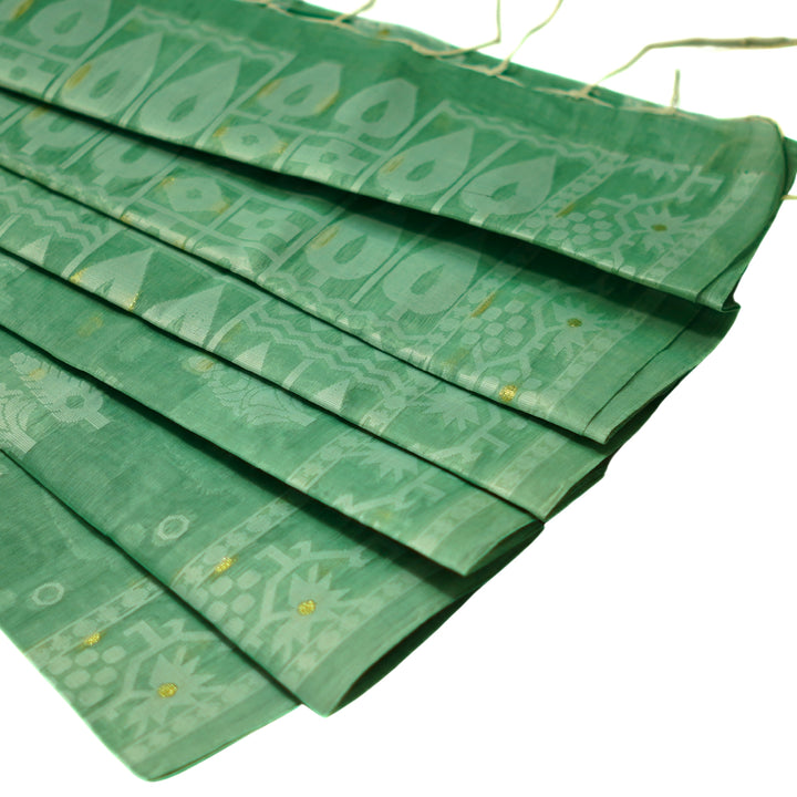 Bengal cotton saree with small zari buttas.