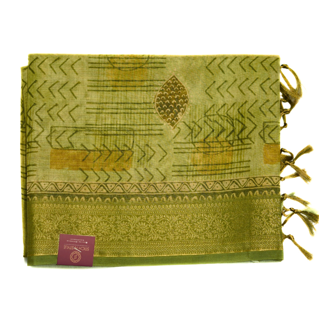 Tissue Organza with Zari Border.