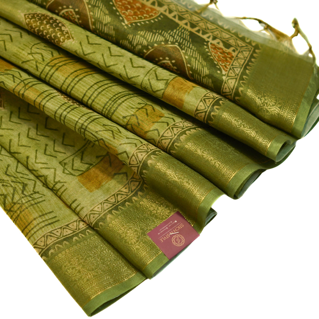 Tissue Organza with Zari Border.