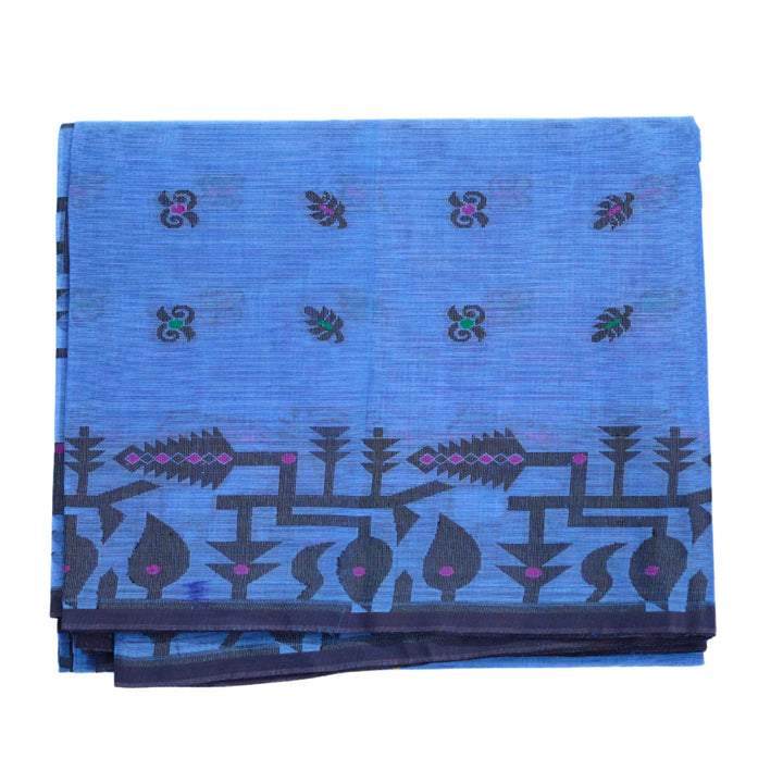 Cotton saree with all over floral weaving, with weaving border.