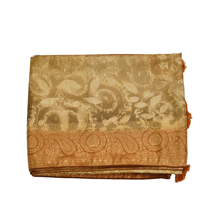 Russian silk with Zari border and abstract design.