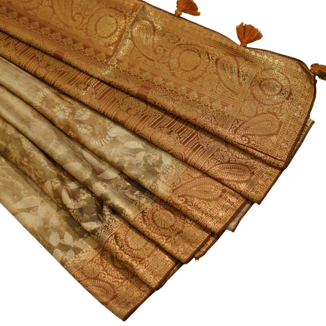 Russian silk with Zari border and abstract design.