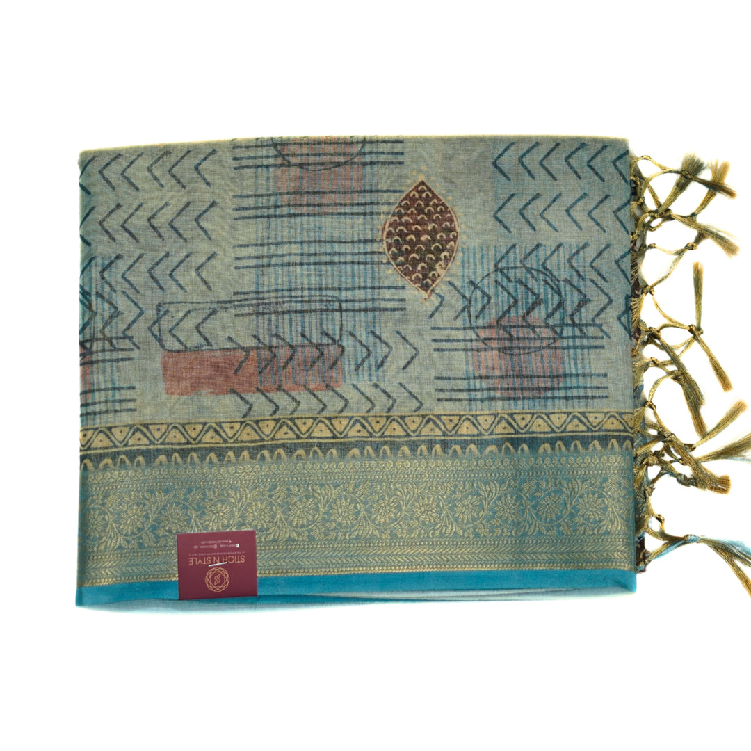 Tissue Organza with Zari Border.